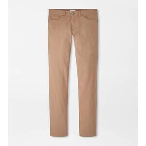 NEW PETER MILLAR men's signature sateen five-pocket pant in camel